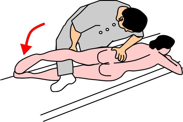 腰椎の交差型矯正画像（腰痛の整体技）